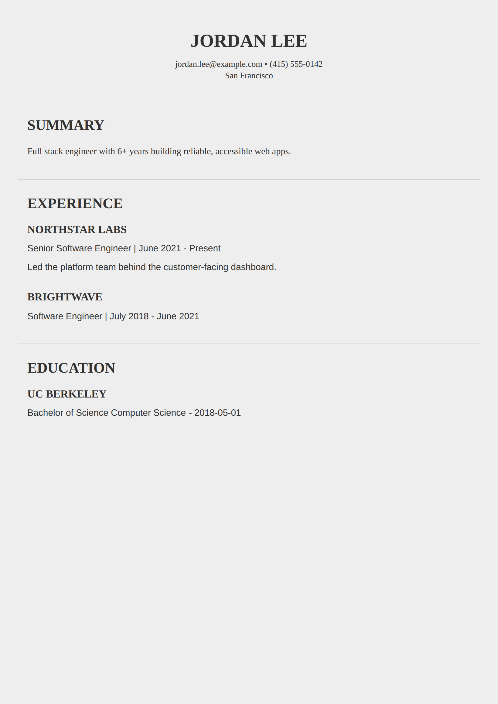 Concise Serif theme preview